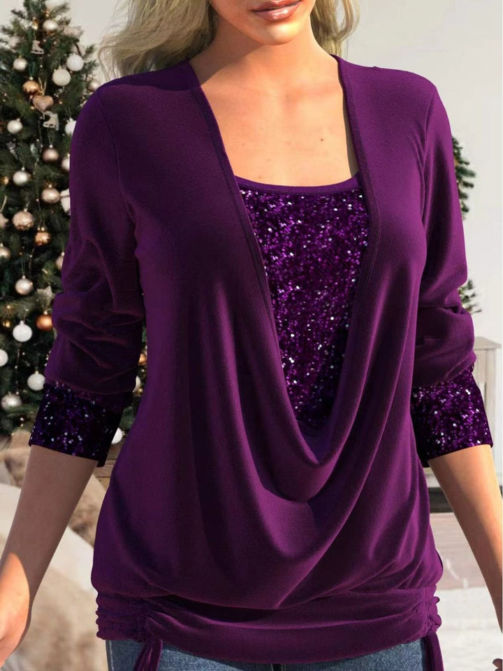 Glamour and Comfortable Sparkle Top - Luna-Purple-S-State of Style