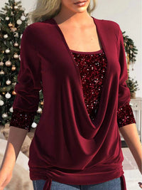 Glamour and Comfortable Sparkle Top - Luna-Red-S-State of Style