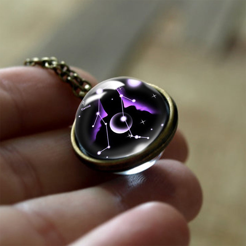 Glass 12 Zodiac Sign Protective Pendant - Sofia-Gemini-State of Style