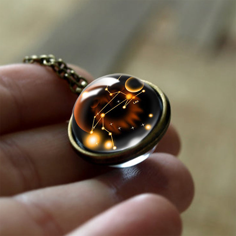 Glass 12 Zodiac Sign Protective Pendant - Sofia-Leo-State of Style