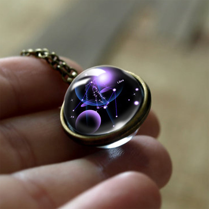 Glass 12 Zodiac Sign Protective Pendant - Sofia-Libra-State of Style