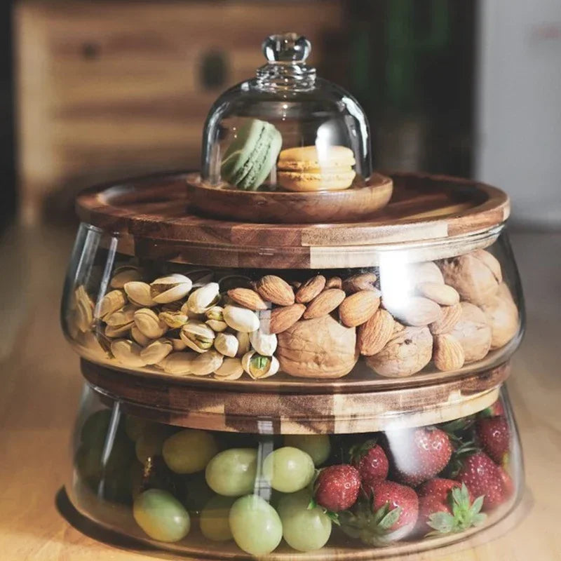 Glass Bowl with Wooden Lid - NatureLux-State of Style