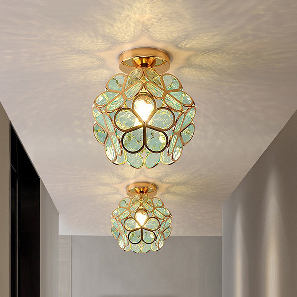 Glass Flower Ceiling Lamp - FloraGlow-Green-D20*H25 cm-State of Style