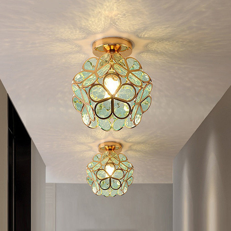 Glass Flower Ceiling Lamp - FloraGlow-Green-D20*H25 cm-State of Style
