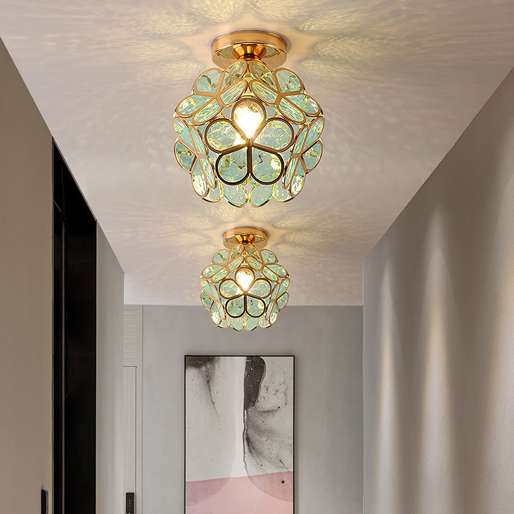 Glass Flower Ceiling Lamp - FloraGlow-Green-D20*H25 cm-State of Style
