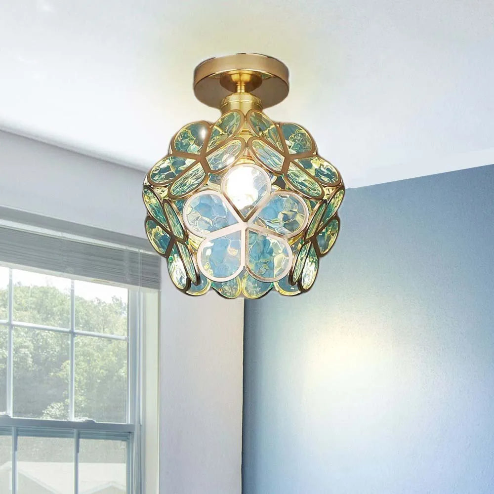 Glass Flower Ceiling Lamp - FloraGlow-Green-D20*H25 cm-State of Style