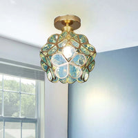 Glass Flower Ceiling Lamp - FloraGlow-Green-D20*H25 cm-State of Style