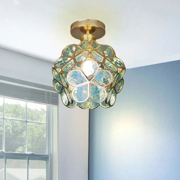 Glass Flower Ceiling Lamp - FloraGlow-Green-D20*H25 cm-State of Style