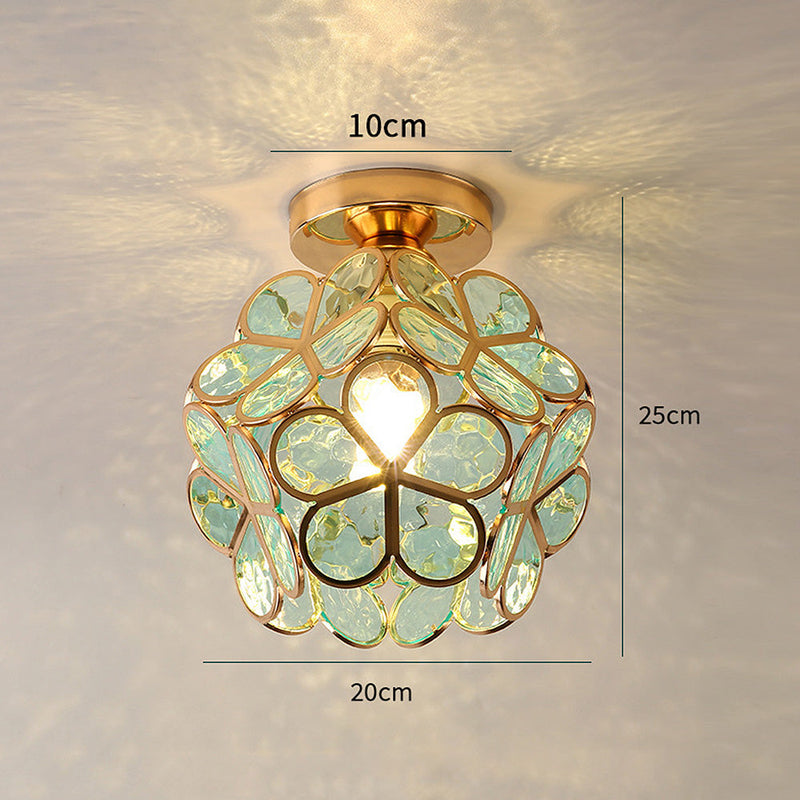 Glass Flower Ceiling Lamp - FloraGlow-Green-D20*H25 cm-State of Style