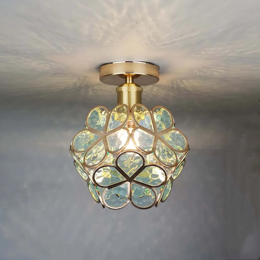 Glass Flower Ceiling Lamp - FloraGlow-Green-D20*H25 cm-State of Style