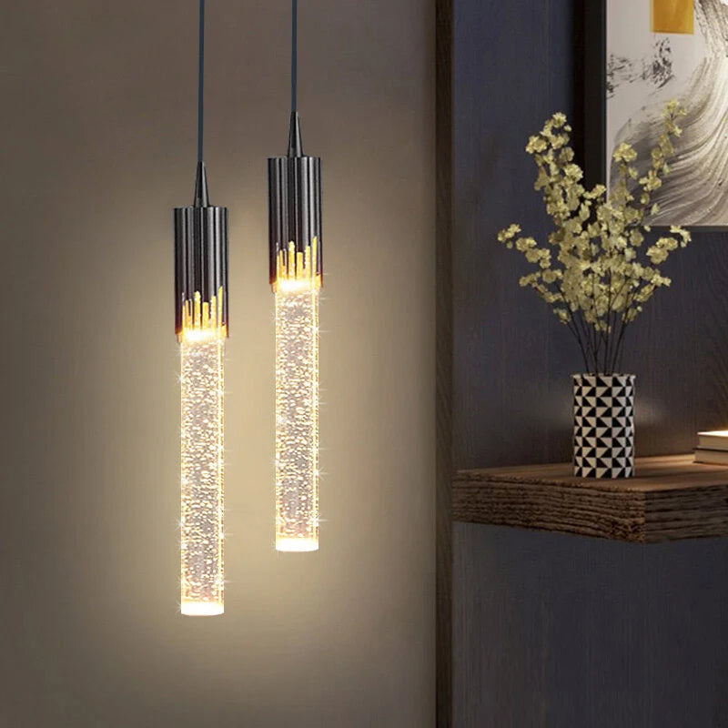 Glass Pendant Lamp in Cylindrical Shape - Lustreau-Black-1 lamp-State of Style