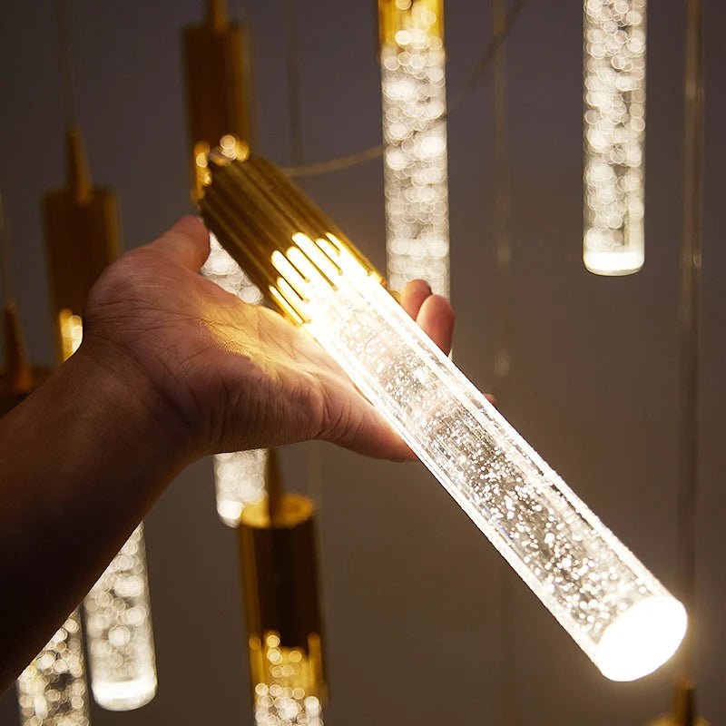 Glass Pendant Lamp in Cylindrical Shape - Lustreau-Gold-1 lamp-State of Style