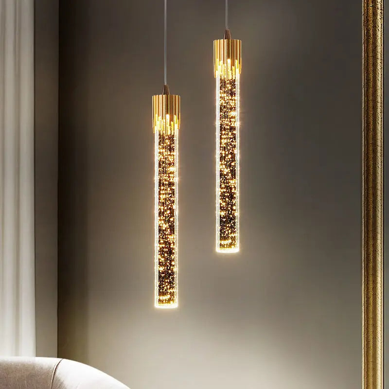 Glass Pendant Lamp in Cylindrical Shape - Lustreau-Gold-1 lamp-State of Style