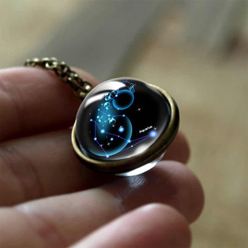 Glass Zodiac Protection Pendant – Sofia-Aquarius-State of Style
