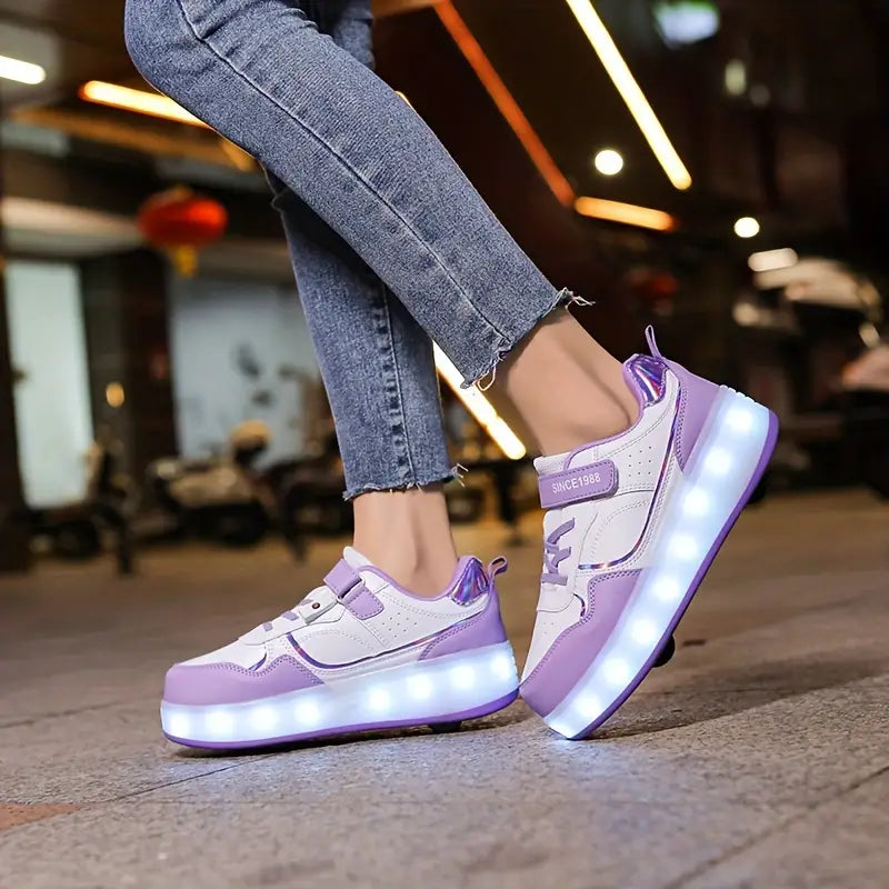 Glide in Style with Velo – Sneakers with Wheels and Light-Up Soles-Purple-11 (Kids)-State of Style