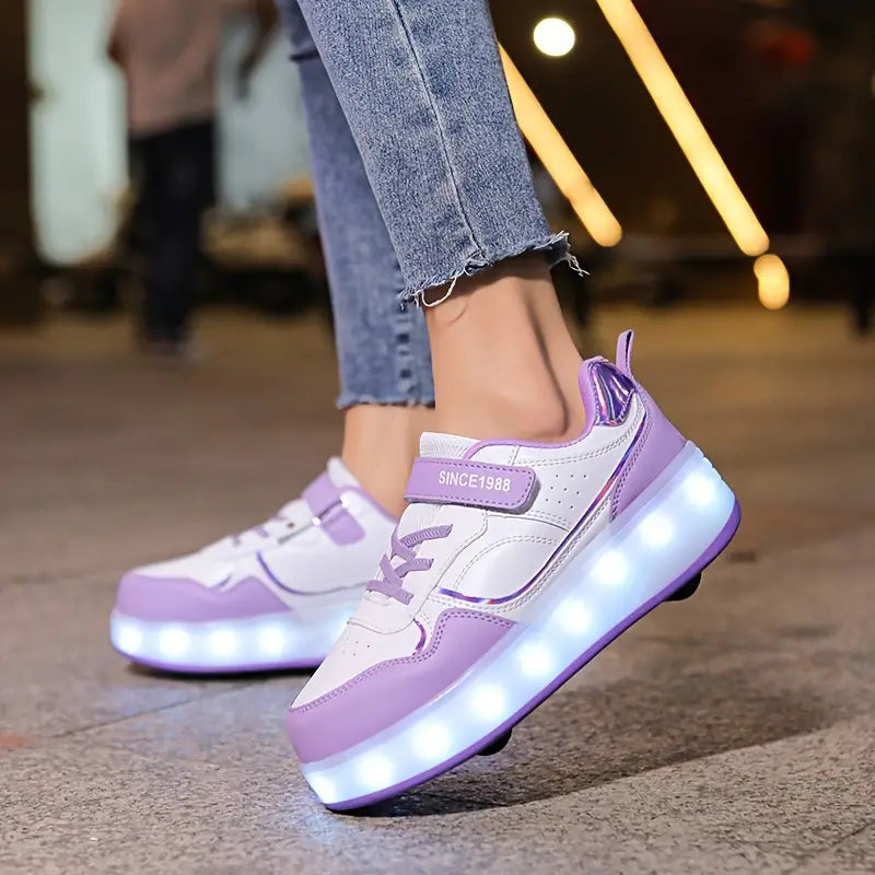 Glide in Style with Velo – Sneakers with Wheels and Light-Up Soles-Purple-11 (Kids)-State of Style