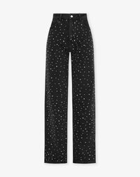 Glitter Jeans for Women - Luminara-Black with Bright Pearls-S-State of Style