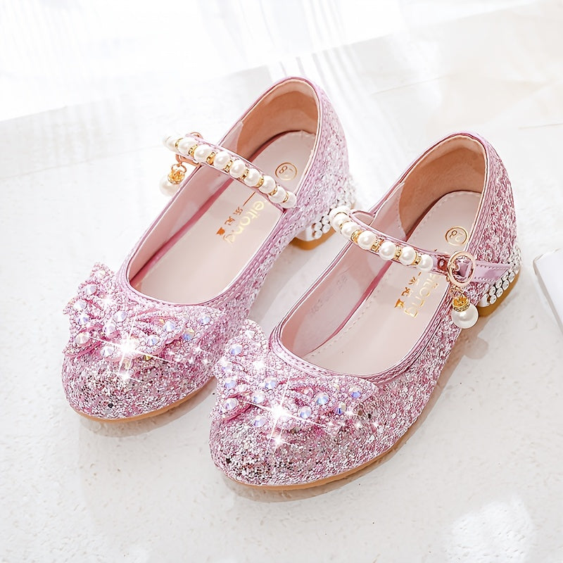 Glitter Shoe Isla – Comfortable Slip-On with Sequins & Pearls for Girls-Pink colour-7-State of Style
