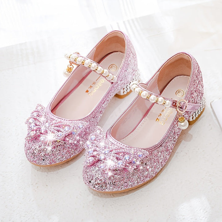 Glitter Shoe Isla – Comfortable Slip-On with Sequins & Pearls for Girls-Pink colour-7-State of Style