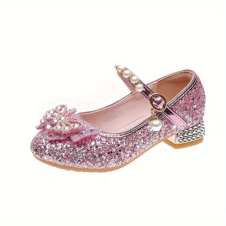 Glitter Shoe Isla – Comfortable Slip-On with Sequins & Pearls for Girls-Pink colour-7-State of Style