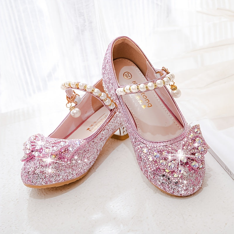 Glitter Shoe Isla – Comfortable Slip-On with Sequins & Pearls for Girls-Pink colour-7-State of Style