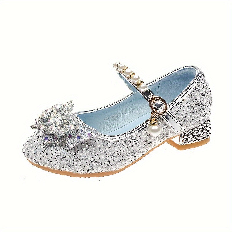 Glitter Shoe Isla – Comfortable Slip-On with Sequins & Pearls for Girls-Silver grey-7-State of Style
