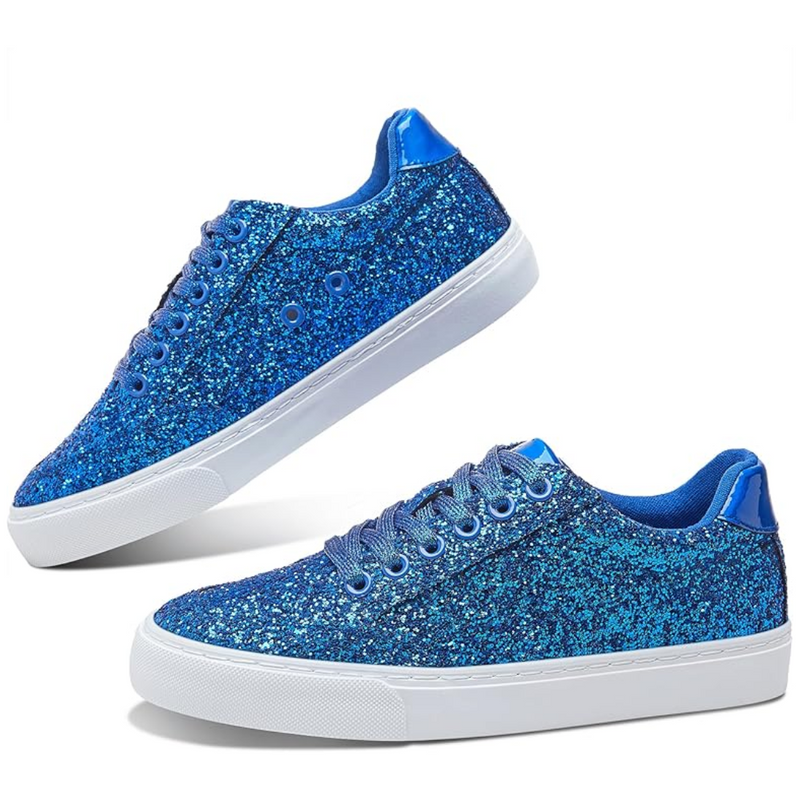 Glitter Sparkly Lace-up Sneakers - Anna-Blue-3.5-State of Style