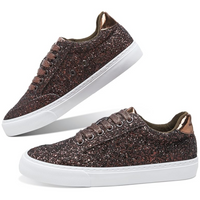 Glitter Sparkly Lace-up Sneakers - Anna-Brown-3.5-State of Style