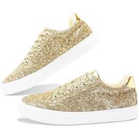 Glitter Sparkly Lace-up Sneakers - Anna-Gold-3.5-State of Style