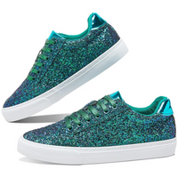 Glitter Sparkly Lace-up Sneakers - Anna-Green-3.5-State of Style