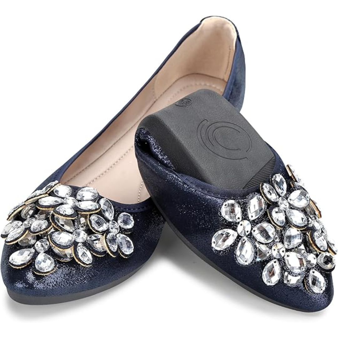 Glittering Rhinestone Ballerina Flats - Yelena-Blue-3-State of Style