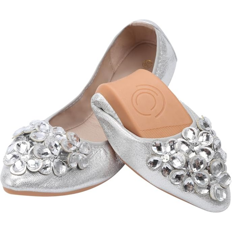 Glittering Rhinestone Ballerina Flats - Yelena-Silver-3-State of Style