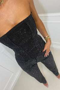 Glittering women's trouser set with high-waist jeans – Liora-Black-S-State of Style