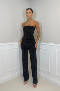 Glittering women's trouser set with high-waist jeans – Liora-Black-S-State of Style