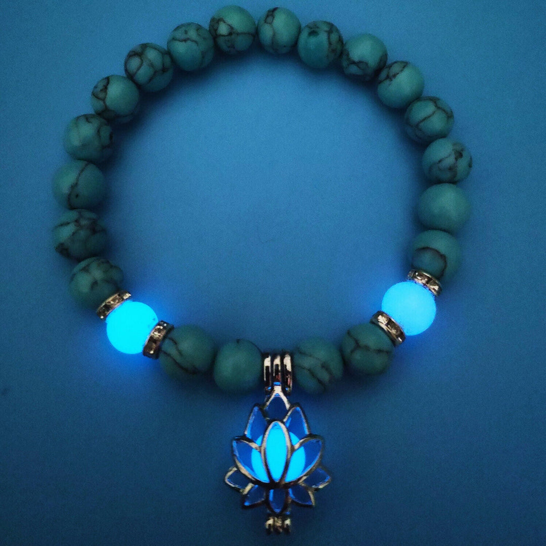 Glow-in-the-Dark Lotus Bracelet | Elegant Women's Jewellery-Blue-Aqua-State of Style