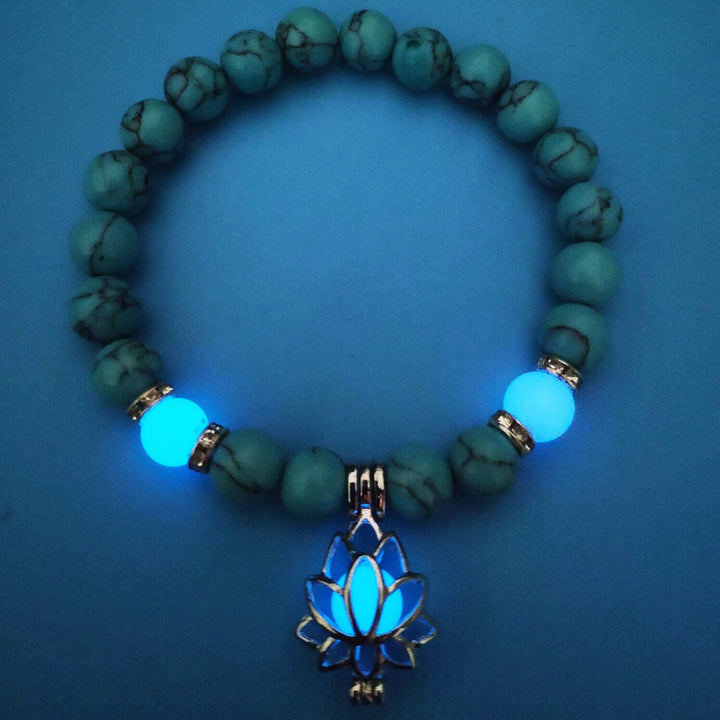 Glow-in-the-Dark Lotus Bracelet | Elegant Women's Jewellery-Blue-Aqua-State of Style