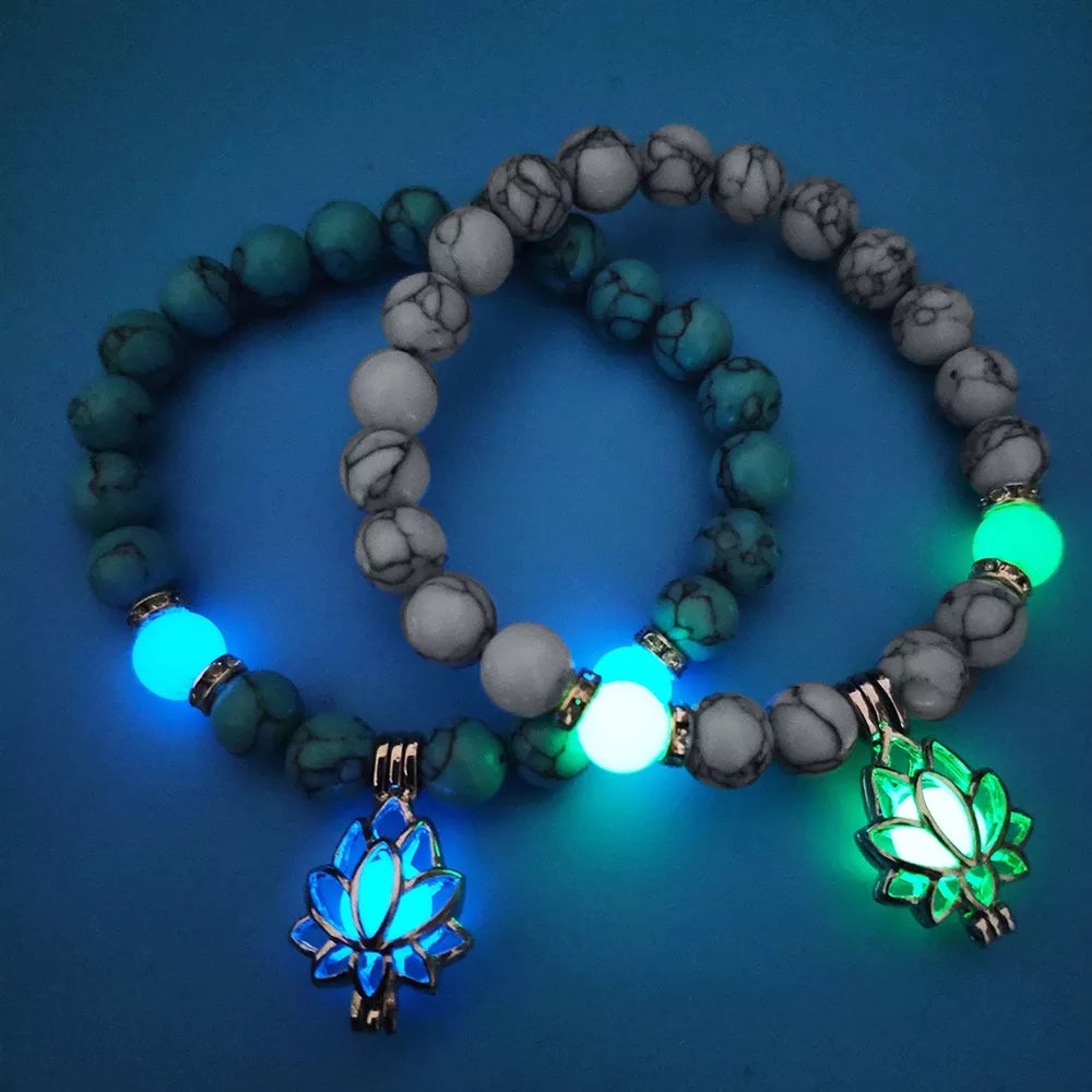Glow-in-the-Dark Lotus Bracelet | Elegant Women's Jewellery-Blue-Aqua-State of Style