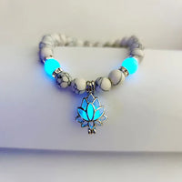 Glow-in-the-Dark Lotus Bracelet | Elegant Women's Jewellery-White-Aqua-State of Style