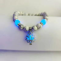 Glow-in-the-Dark Lotus Bracelet | Elegant Women's Jewellery-White-Blue-State of Style