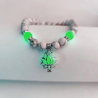 Glow-in-the-Dark Lotus Bracelet | Elegant Women's Jewellery-White-Green-State of Style
