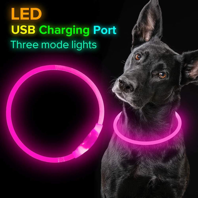 GlowSafe LED Dog Collar – Rechargeable USB Safety Light-Pink-State of Style