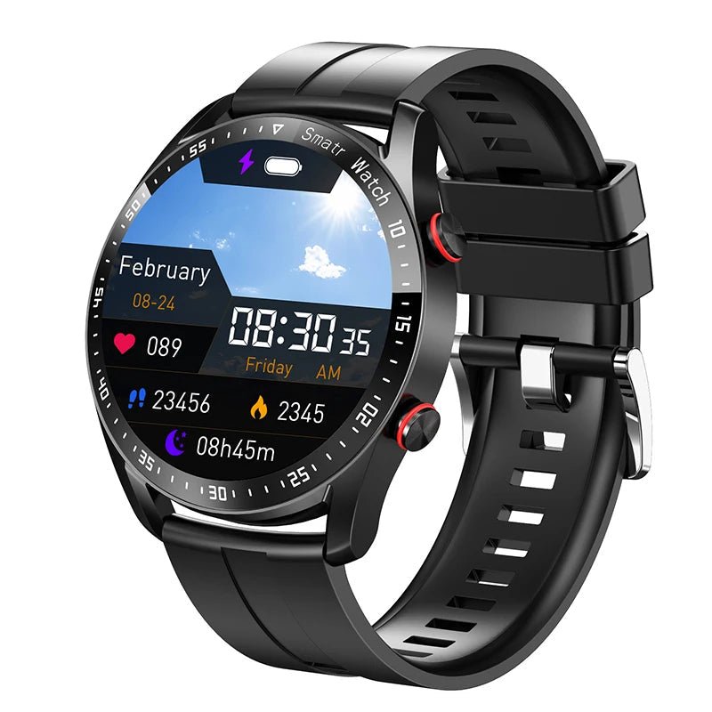 Glucose meter and Health Monitor in one watch - GlucoseGuard-Black Silicone-State of Style