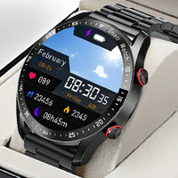 Glucose meter and Health Monitor in one watch - GlucoseGuard-Black Steel-State of Style