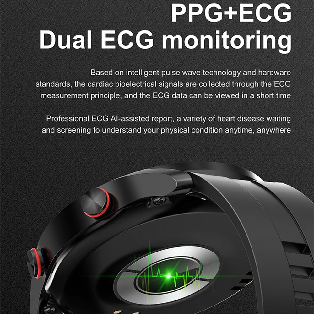 Glucose meter and Health Monitor in one watch - GlucoseGuard-Black Steel-State of Style