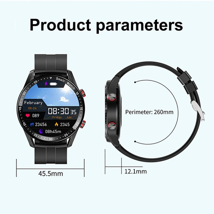 Glucose meter and Health Monitor in one watch - GlucoseGuard-Black Steel-State of Style