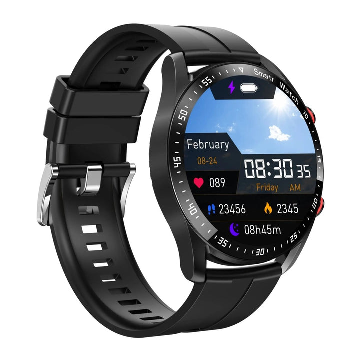 Glucose meter and Health Monitor in one watch - GlucoseGuard-Black Steel-State of Style