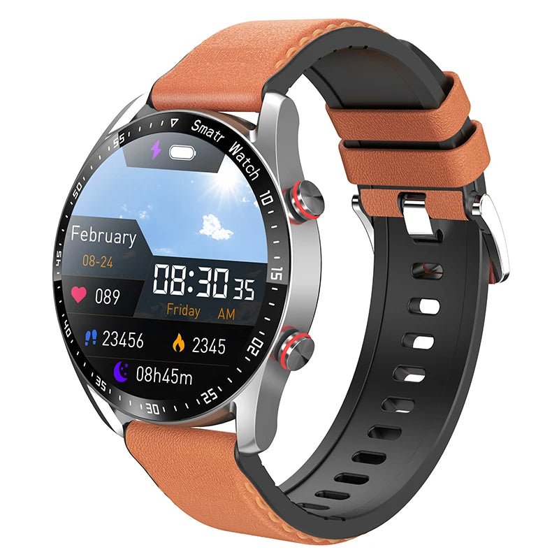 Glucose meter and Health Monitor in one watch - GlucoseGuard-Silver Leather-State of Style