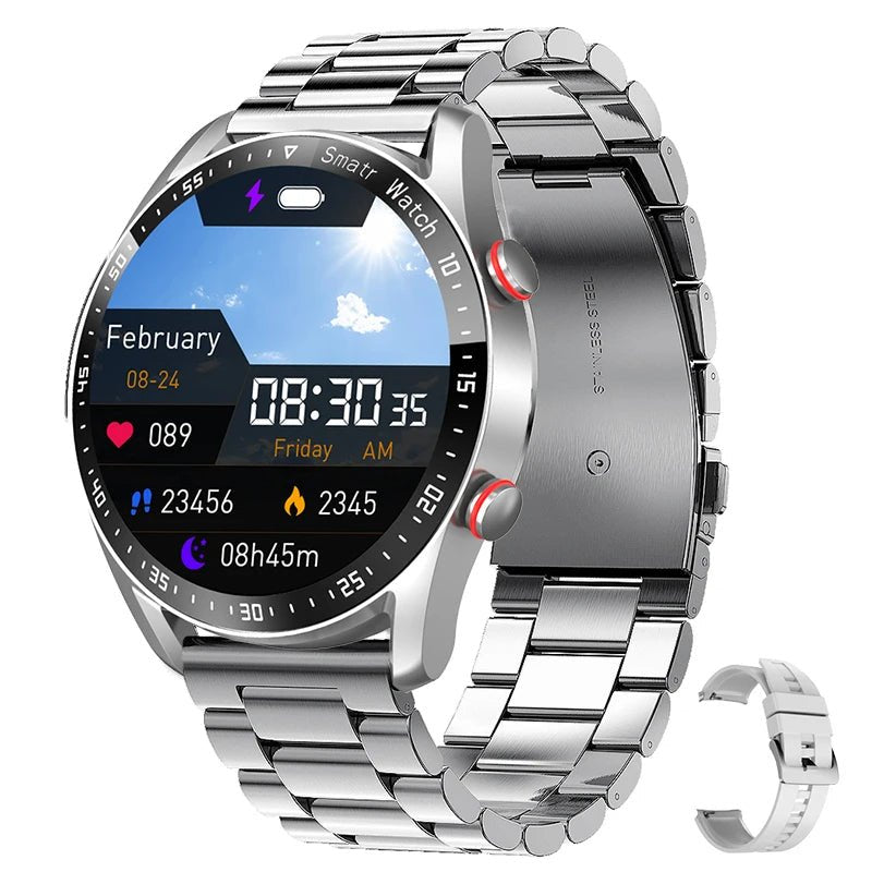 Glucose meter and Health Monitor in one watch - GlucoseGuard-Silver Steel-State of Style