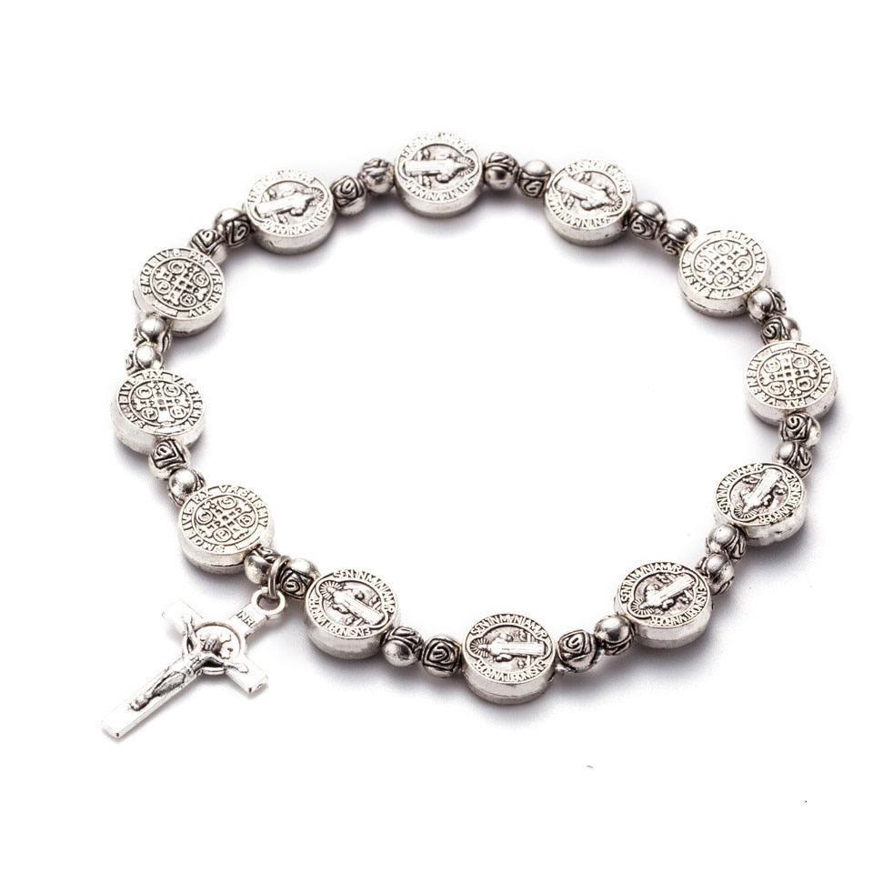 Gold and Silver Christian Cross Bracelet - Solana-Silver-State of Style
