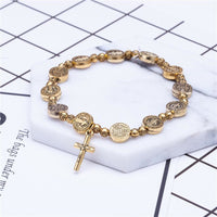 Gold and Silver Coloured Christian Cross Bracelet - Solana-Gold-State of Style